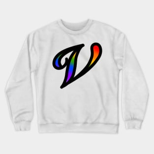 Rainbow Cursive Letter V Crewneck Sweatshirt